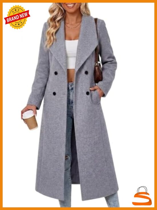 Jackets & Blazers - Shawl Collar Long Wool Coat Double Breasted Trench Coat
